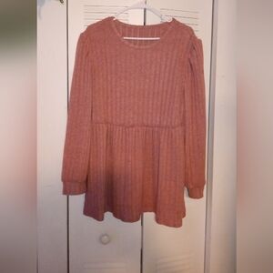 Ribbed Long Sleeve Tunic Top New